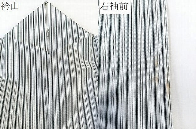 平和屋着物＊夏物　小紋　絽　縞　洗える着物　CABL7033xi