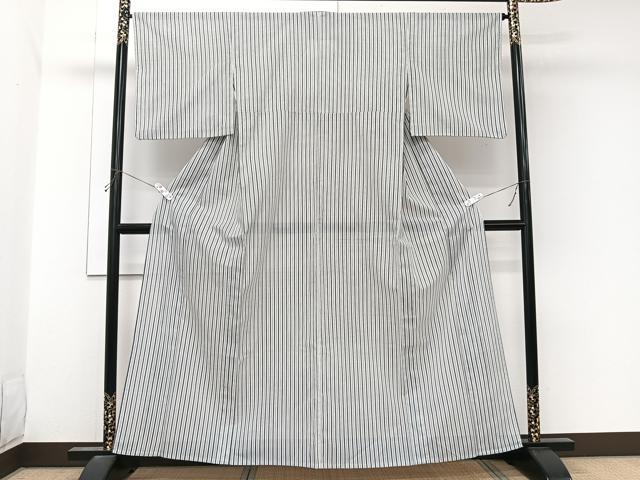 平和屋着物＊夏物　小紋　絽　縞　洗える着物　CABL7033xi