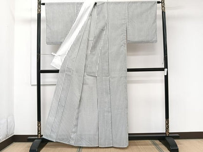 平和屋着物＊夏物　小紋　絽　縞　洗える着物　CABL7033xi