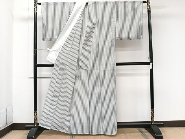 平和屋着物＊夏物　小紋　絽　縞　洗える着物　CABL7033xi