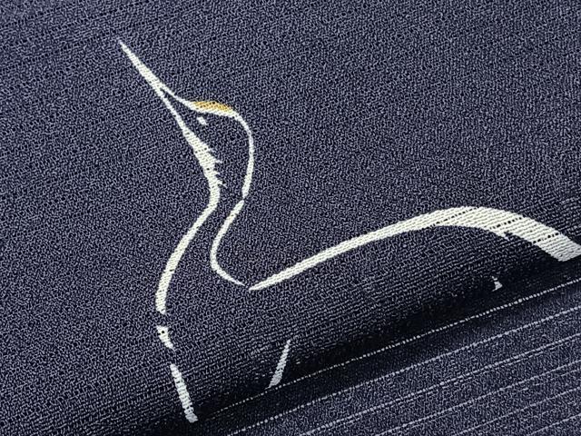 平和屋着物＊夏物　小紋　絽縮緬　鶴　洗える着物　CABL7037xi