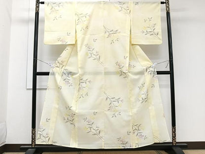 平和屋着物＊夏物　小紋　絽　草花文　洗える着物　CABL7038xi