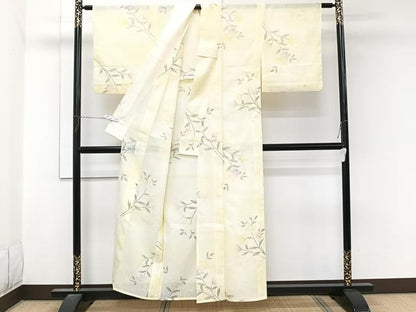 平和屋着物＊夏物　小紋　絽　草花文　洗える着物　CABL7038xi