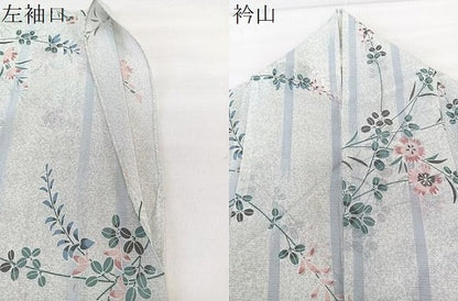 平和屋着物＊夏物　小紋　絽　草花文　洗える着物　CABL7042xi