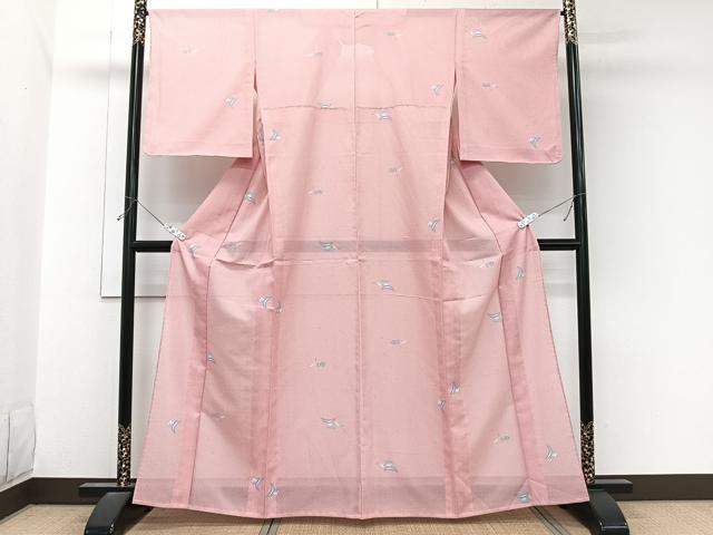 平和屋着物＊夏物　小紋　絽　草花文　洗える着物　未使用　CABL7045xi