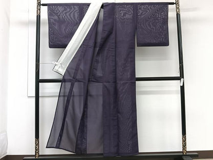 平和屋着物＊夏物　色無地　絽　深紫色　洗える着物　CABL7047xi