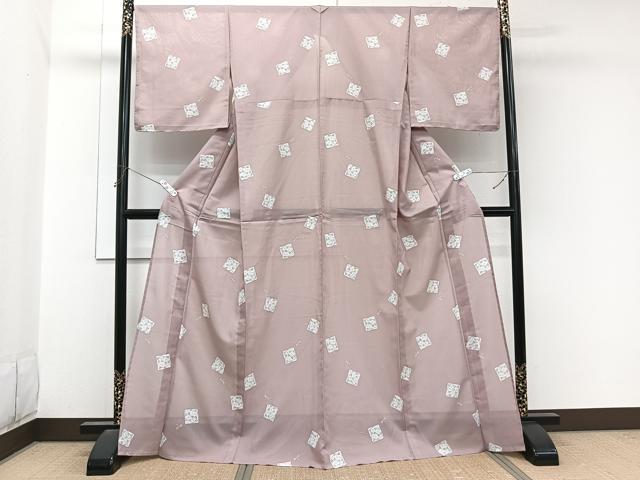 平和屋着物＊夏物　小紋　絽　色紙トンボ　洗える着物　未使用　CABL7049xi