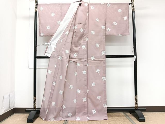 平和屋着物＊夏物　小紋　絽　色紙トンボ　洗える着物　未使用　CABL7049xi