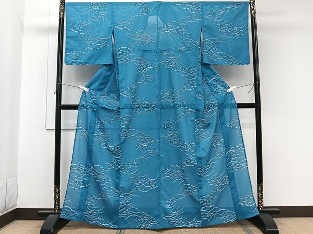 平和屋着物＊夏物　小紋　絽　芝文　洗える着物　CABL7050xi