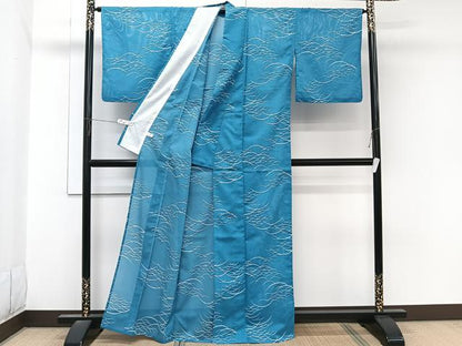 平和屋着物＊夏物　小紋　絽　芝文　洗える着物　CABL7050xi