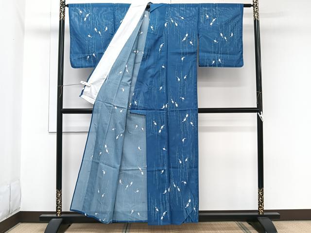 平和屋着物＊夏物　小紋　絽　白鷺　洗える着物　CABL7058xi