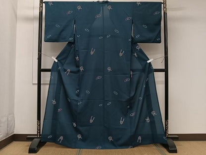 平和屋着物＊夏物　小紋　絽縮緬　吉祥文　洗える着物　CABL7068xi