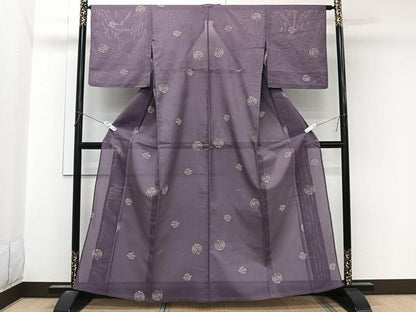 平和屋着物＊夏物　小紋　絽　枝松花丸文　洗える着物　CABL7069xi