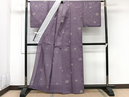 平和屋着物＊夏物　小紋　絽　枝松花丸文　洗える着物　CABL7069xi