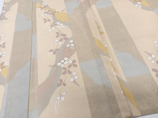 平和屋着物＊夏物　小紋　縦絽　枝萩文　洗える着物　未使用　CABL7077xi