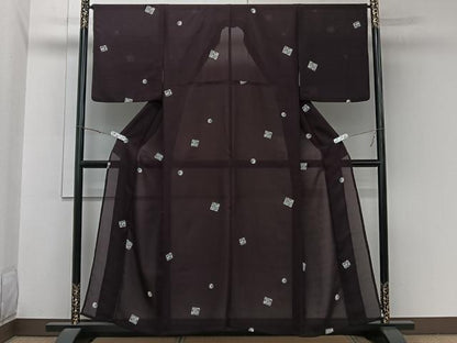 平和屋着物＊夏物　小紋　紗　源氏香花文　洗える着物　CABL7078xi