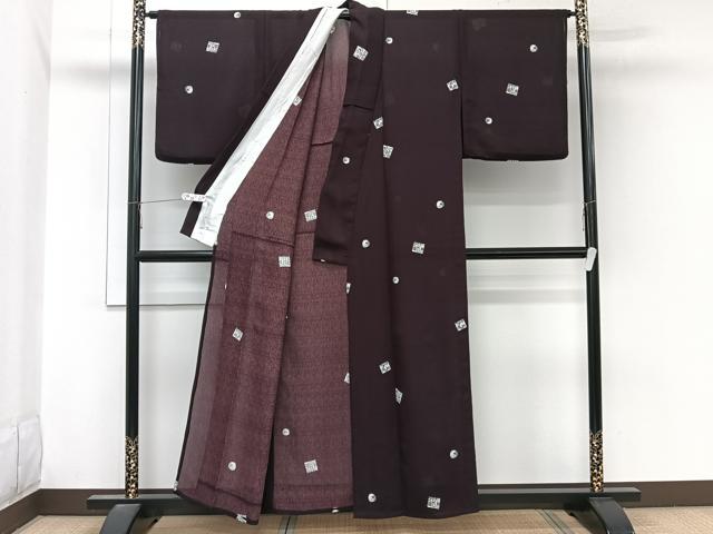 平和屋着物＊夏物　小紋　紗　源氏香花文　洗える着物　CABL7078xi