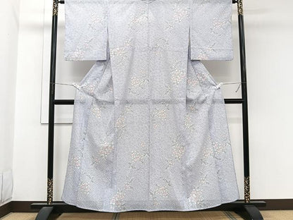 平和屋着物＊夏物　小紋　絽　草花文　洗える着物　CABL7081xi
