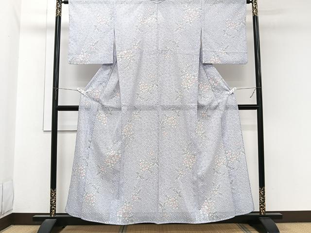 平和屋着物＊夏物　小紋　絽　草花文　洗える着物　CABL7081xi