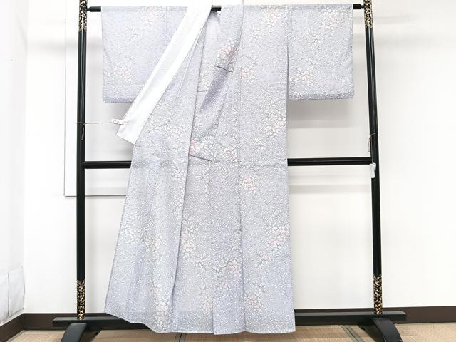 平和屋着物＊夏物　小紋　絽　草花文　洗える着物　CABL7081xi