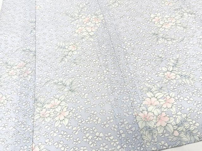 平和屋着物＊夏物　小紋　絽　草花文　洗える着物　CABL7081xi