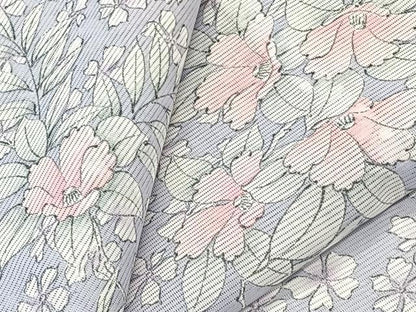 平和屋着物＊夏物　小紋　絽　草花文　洗える着物　CABL7081xi