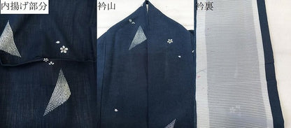 平和屋着物＊夏物　小紋　紗　幾何学花文　洗える着物　CABL7083xi