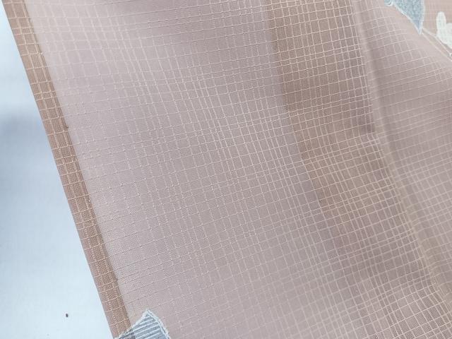 平和屋着物＊夏物　小紋　紅梅織　葡萄蔦の葉文　洗える着物　未使用　CABL7085xi