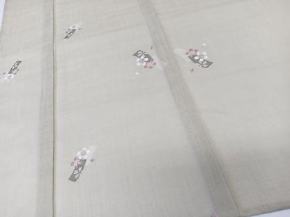 平和屋着物＊夏物　小紋　紗　舞桜文　洗える着物　未使用　CABL7089xi