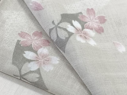 平和屋着物＊夏物　小紋　紗　舞桜文　洗える着物　未使用　CABL7089xi