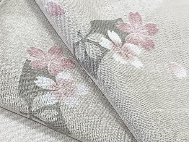 平和屋着物＊夏物　小紋　紗　舞桜文　洗える着物　未使用　CABL7089xi