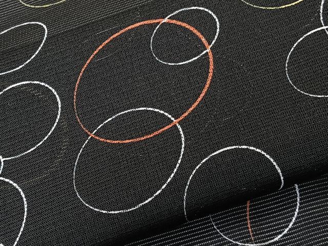 平和屋着物＊夏物　小紋　絽　丸重ね文　黒地　洗える着物　CABL7093xi