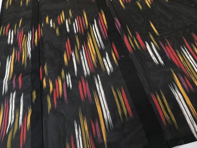 平和屋着物＊夏物　小紋　絽　抽象文　黒地　洗える着物　CABL7096xi