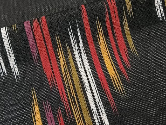 平和屋着物＊夏物　小紋　絽　抽象文　黒地　洗える着物　CABL7096xi