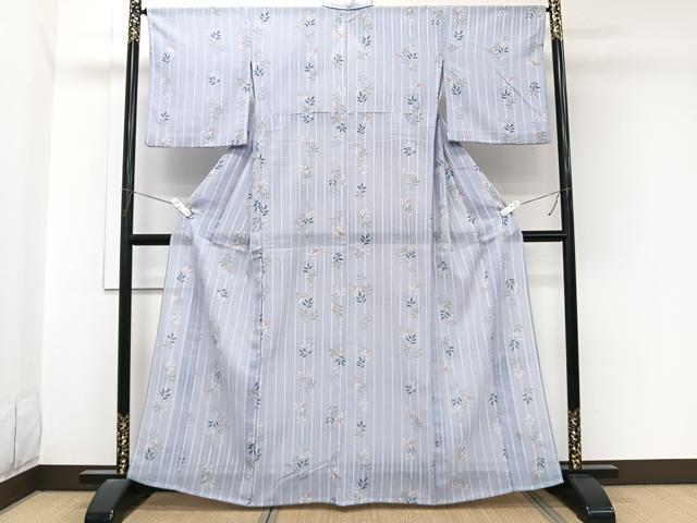 平和屋着物＊夏物　小紋　紗　南天文　洗える着物　CABL7098xi