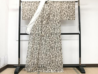 平和屋着物＊夏物　紗紬　抽象文　正絹　逸品　CABL7106xi