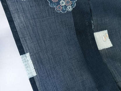 平和屋着物＊夏物　小紋　紗　色紙花文　洗える着物　CABL7109xi