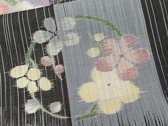 平和屋着物＊夏物　小紋　紗　草花文　洗える着物　CABL7110xi