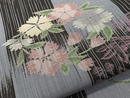 平和屋着物＊夏物　小紋　紗　草花文　洗える着物　CABL7110xi