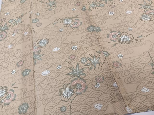 平和屋着物＊夏物　小紋　紗　流水草花文　洗える着物　CABL7112xi