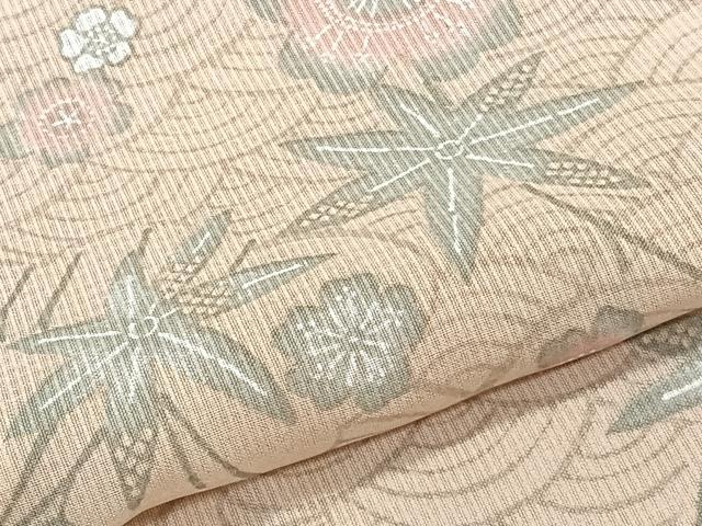 平和屋着物＊夏物　小紋　紗　流水草花文　洗える着物　CABL7112xi