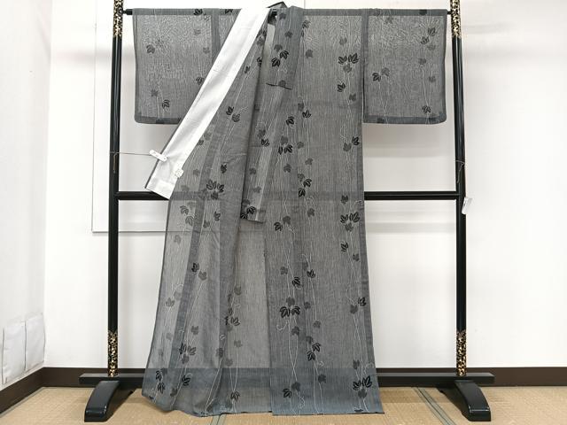 平和屋着物＊夏物　小紋　紗　唐草文　洗える着物　CABL7128xi