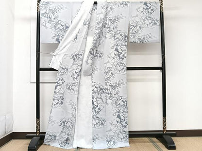 平和屋着物＊夏物　小紋　絽縮緬　抽象文　洗える着物　CABL7132xi