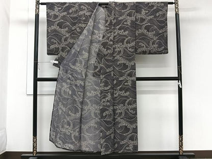 平和屋着物＊夏物　小紋　絽　立波文　正絹　逸品　CABL7139xi