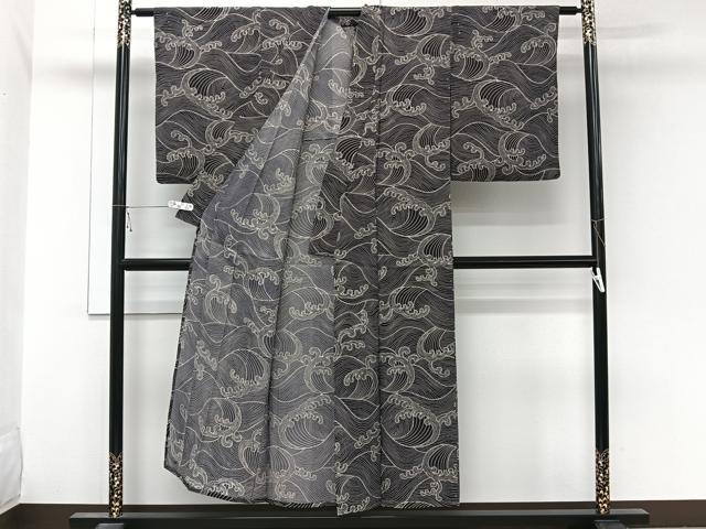 平和屋着物＊夏物　小紋　絽　立波文　正絹　逸品　CABL7139xi