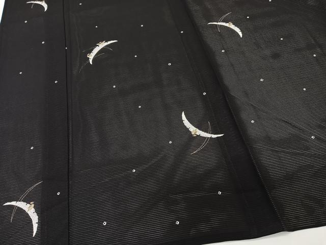 平和屋着物＊夏物　小紋　絽　雪輪フクロウ　金彩　正絹　逸品　CABL7146xi
