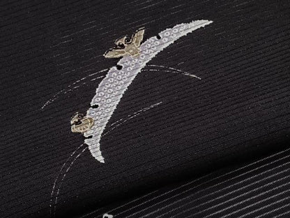 平和屋着物＊夏物　小紋　絽　雪輪フクロウ　金彩　正絹　逸品　CABL7146xi