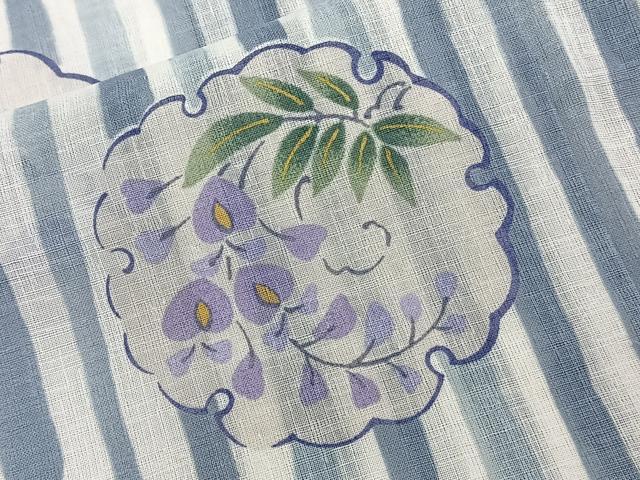 平和屋着物＊夏物　小紋　紗　雪輪草花文　洗える着物　CABL7171xi