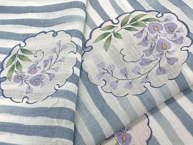 平和屋着物＊夏物　小紋　紗　雪輪草花文　洗える着物　CABL7171xi