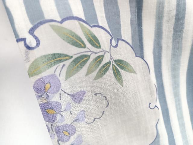 平和屋着物＊夏物　小紋　紗　雪輪草花文　洗える着物　CABL7171xi